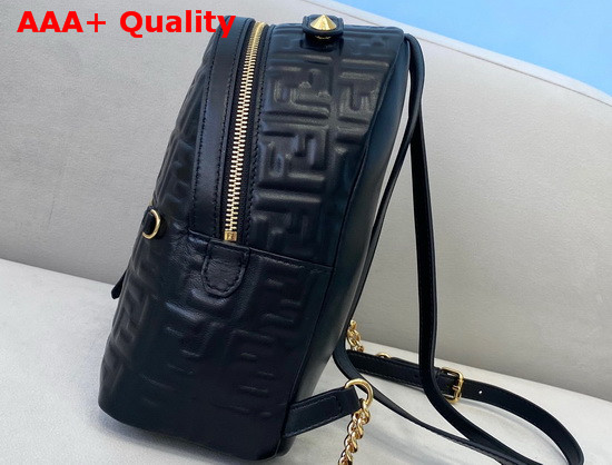 Fendi Mini Backpack in Black Leather with Embossed FF Motif Replica