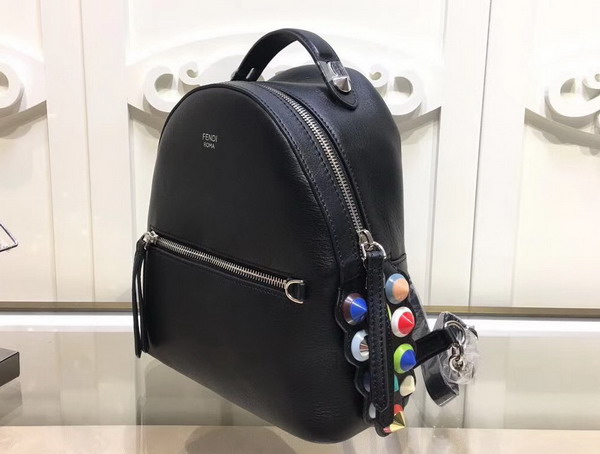 Fendi Mini Backpack in Black Leather with Multicoloured Studs For Sale