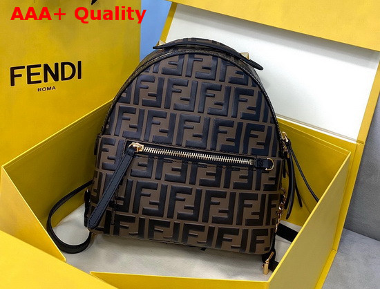 Fendi Mini Backpack in Brown Leather with Embossed FF Motif Replica