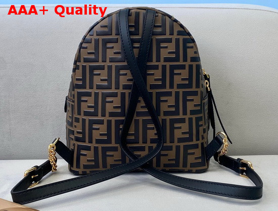 Fendi Mini Backpack in Brown Leather with Embossed FF Motif Replica