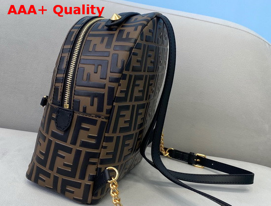 Fendi Mini Backpack in Brown Leather with Embossed FF Motif Replica