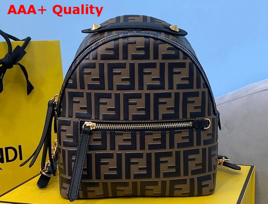 Fendi Mini Backpack in Brown Leather with Embossed FF Motif Replica