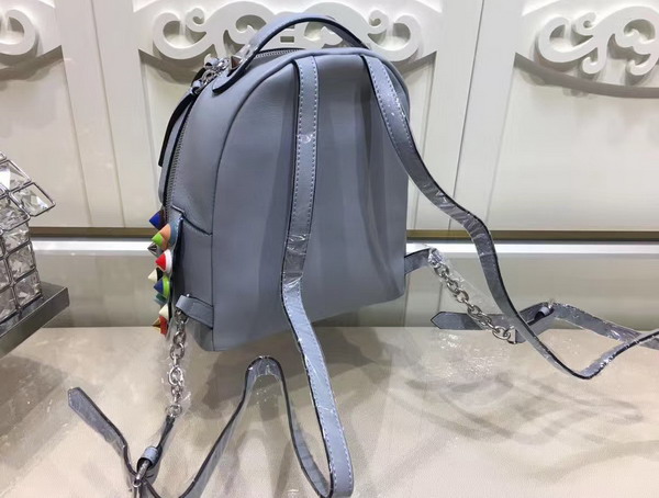 Fendi Mini Backpack in Light Blue Leather with Multicoloured Studs For Sale