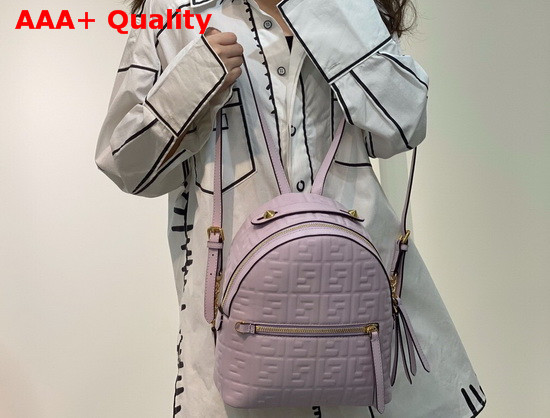 Fendi Mini Backpack in Lilac Leather with Embossed FF Motif Replica