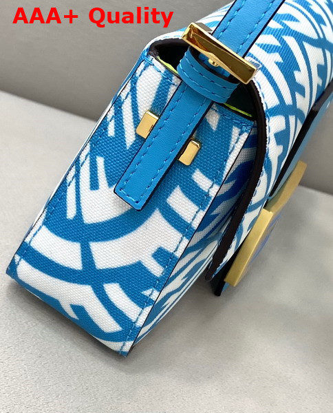 Fendi Mini Baguette 1997 Bag Blue Glazed Canvas Bag Replica