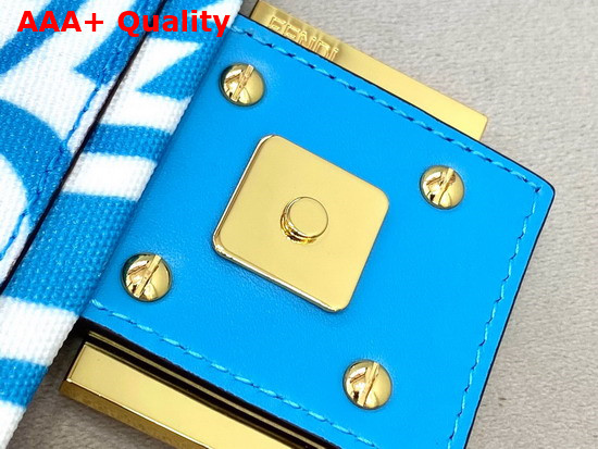 Fendi Mini Baguette 1997 Bag Blue Glazed Canvas Bag Replica