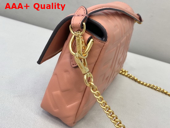 Fendi Mini Baguette Bag in Dusty Pink Nappa Leather with Embossed FF Motif Replica