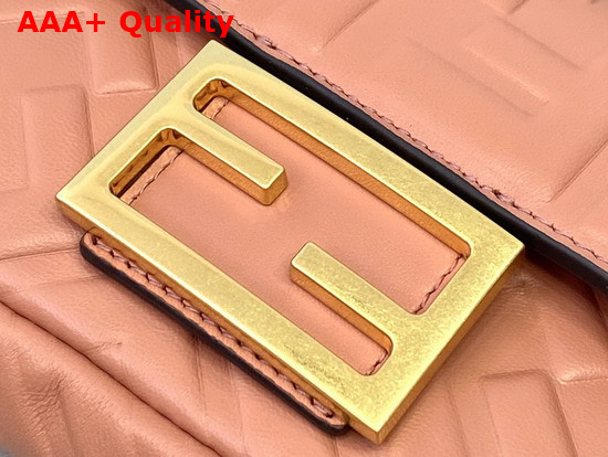 Fendi Mini Baguette Bag in Dusty Pink Nappa Leather with Embossed FF Motif Replica