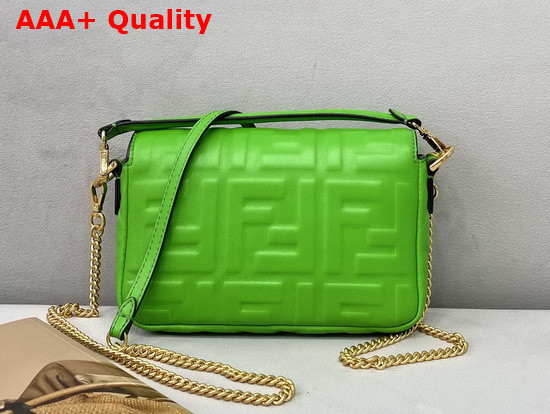 Fendi Mini Baguette Bag in Green Nappa Leather with Embossed FF Motif Replica