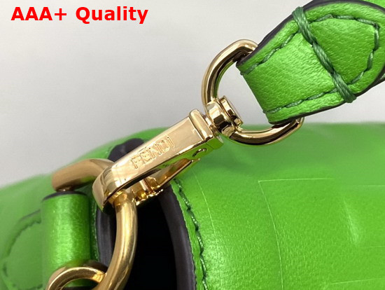 Fendi Mini Baguette Bag in Green Nappa Leather with Embossed FF Motif Replica