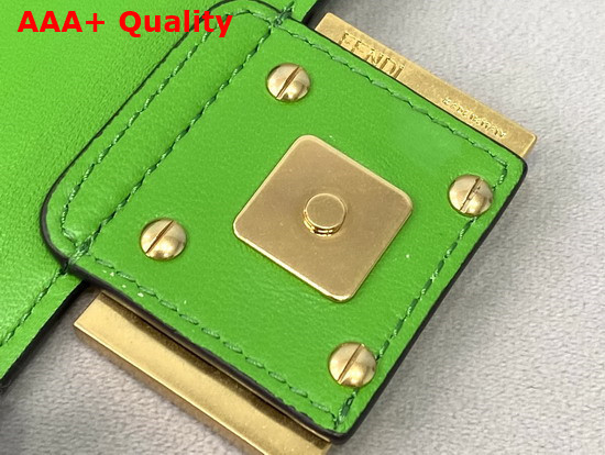 Fendi Mini Baguette Bag in Green Nappa Leather with Embossed FF Motif Replica