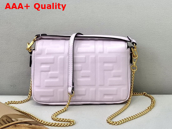 Fendi Mini Baguette Bag in Light Pink Nappa Leather with Embossed FF Motif Replica