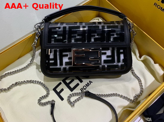 Fendi Mini Baguette Bag in PU with Black Printed FF Motif Replica