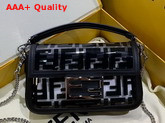 Fendi Mini Baguette Bag in PU with Black Printed FF Motif Replica