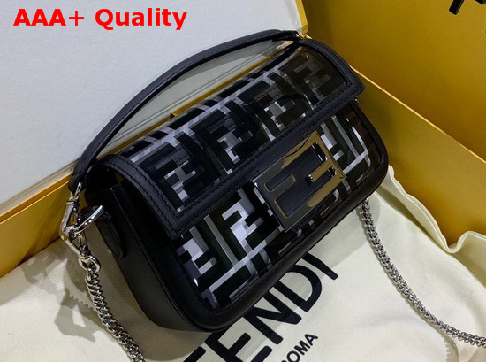 Fendi Mini Baguette Bag in PU with Black Printed FF Motif Replica