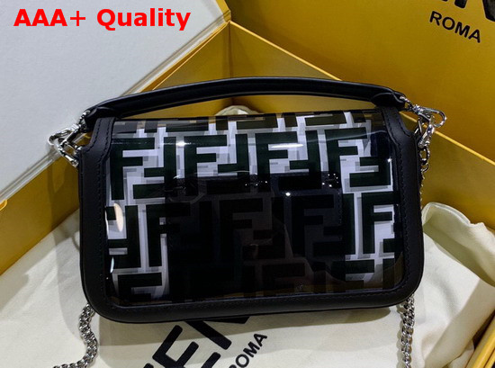 Fendi Mini Baguette Bag in PU with Black Printed FF Motif Replica