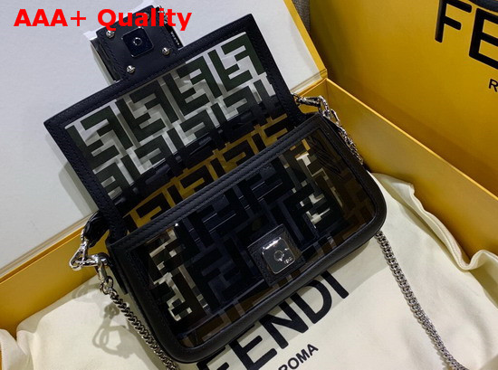 Fendi Mini Baguette Bag in PU with Black Printed FF Motif Replica