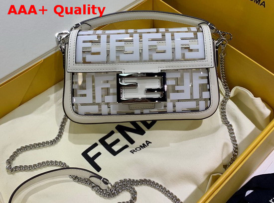 Fendi Mini Baguette Bag in PU with White Printed FF Motif Replica