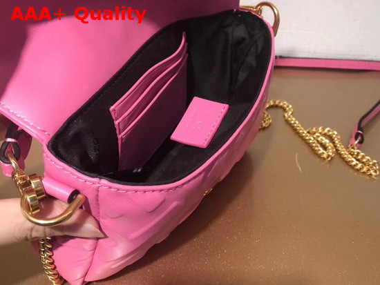 Fendi Mini Baguette Bag in Pink Nappa Leather with All Over FF Motif Replica