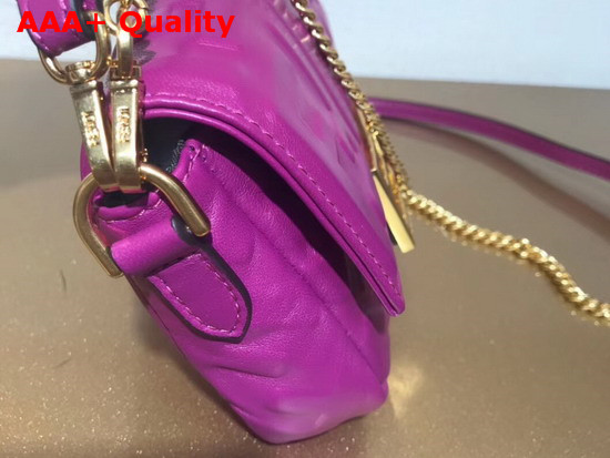 Fendi Mini Baguette Bag in Purple Nappa Leather with All Over FF Motif Replica