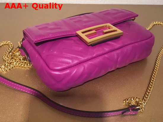 Fendi Mini Baguette Bag in Purple Nappa Leather with All Over FF Motif Replica