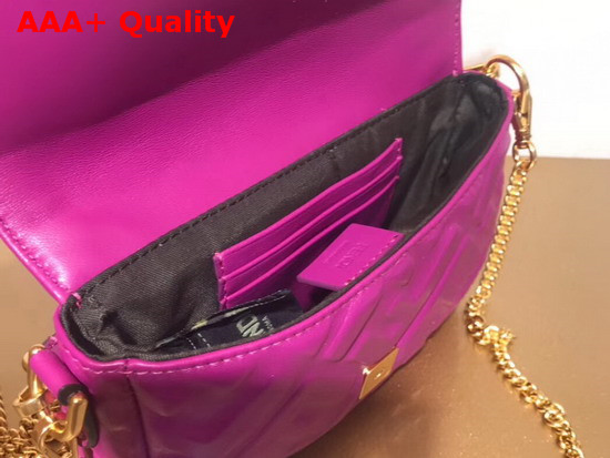 Fendi Mini Baguette Bag in Purple Nappa Leather with All Over FF Motif Replica