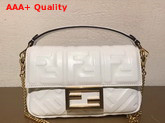 Fendi Mini Baguette Bag in White Nappa Leather with All Over FF Motif Replica