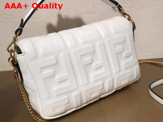 Fendi Mini Baguette Bag in White Nappa Leather with All Over FF Motif Replica