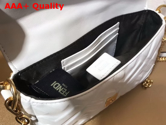 Fendi Mini Baguette Bag in White Nappa Leather with All Over FF Motif Replica