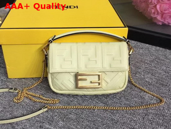 Fendi Mini Baguette Bag in Yellow Nappa Leather with All Over FF Motif Replica