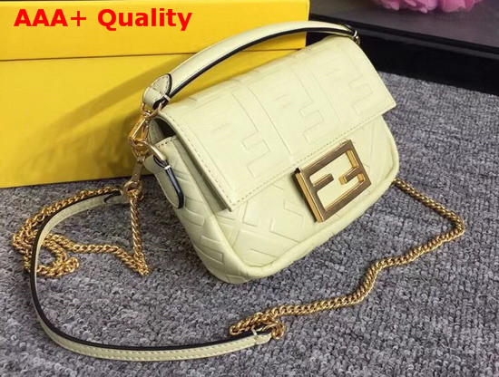 Fendi Mini Baguette Bag in Yellow Nappa Leather with All Over FF Motif Replica