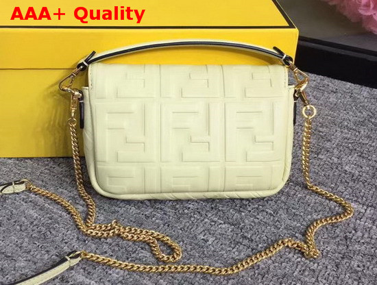 Fendi Mini Baguette Bag in Yellow Nappa Leather with All Over FF Motif Replica