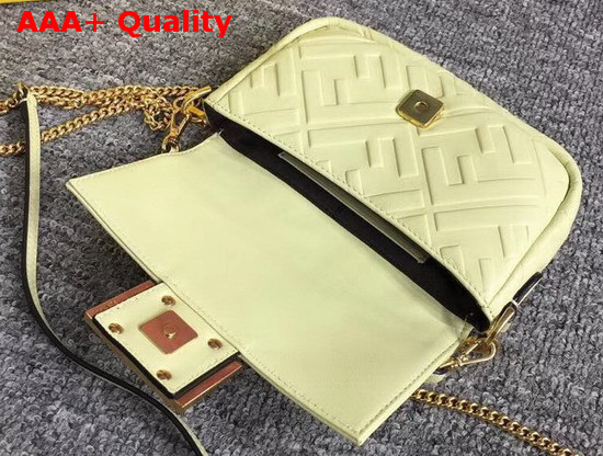 Fendi Mini Baguette Bag in Yellow Nappa Leather with All Over FF Motif Replica