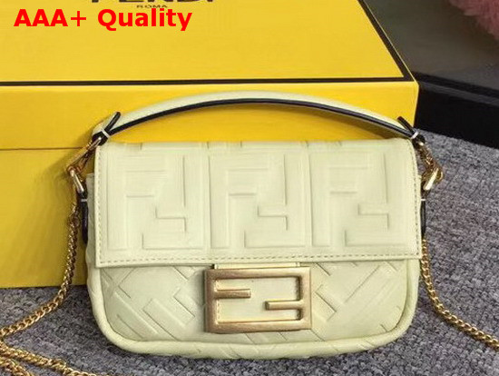 Fendi Mini Baguette Bag in Yellow Nappa Leather with All Over FF Motif Replica