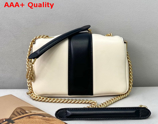 Fendi Mini Baguette Chain Black and White Nappa Leather Bag Replica