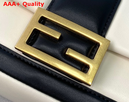 Fendi Mini Baguette Chain Black and White Nappa Leather Bag Replica