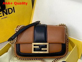 Fendi Mini Baguette Chain Brown and Black Nappa Leather Bag Replica