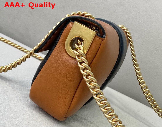 Fendi Mini Baguette Chain Brown and Black Nappa Leather Bag Replica