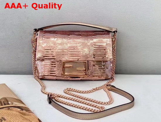 Fendi Mini Baguette Pink Sequin Mini Bag Replica