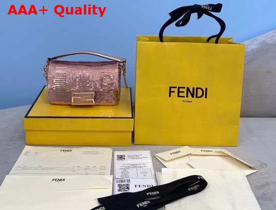 Fendi Mini Baguette Pink Sequin Mini Bag Replica