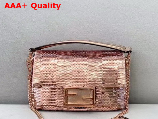 Fendi Mini Baguette Pink Sequin Mini Bag Replica