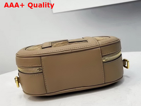 Fendi Mini Camera Case Beige Leather and Suede Mini Bag Replica