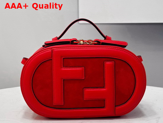 Fendi Mini Camera Case Red Leather and Suede Mini Bag Replica