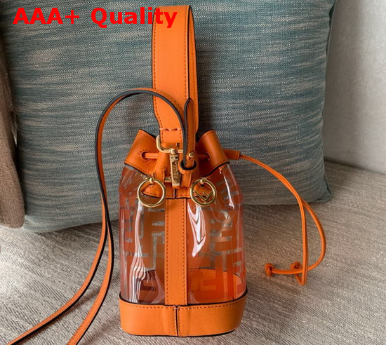 Fendi Mini Mon Tresor Bag PU with Printed FF Motif in Orange Replica