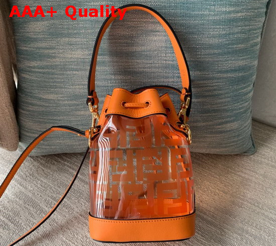 Fendi Mini Mon Tresor Bag PU with Printed FF Motif in Orange Replica