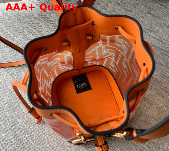 Fendi Mini Mon Tresor Bag PU with Printed FF Motif in Orange Replica