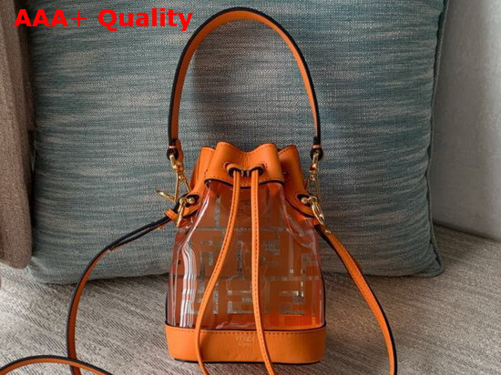 Fendi Mini Mon Tresor Bag PU with Printed FF Motif in Orange Replica