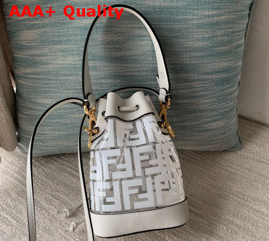 Fendi Mini Mon Tresor Bag PU with Printed FF Motif in White Replica