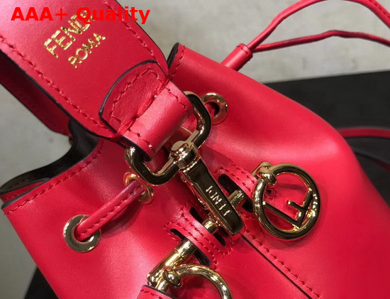 Fendi Mini Mon Tresor Bucket Bag in Red Calfskin with Python Patch Replica