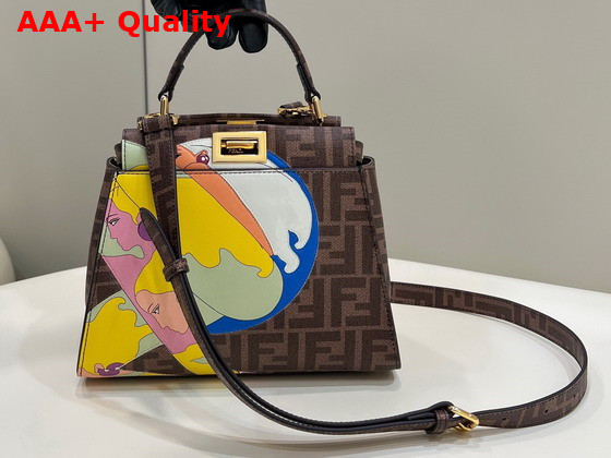 Fendi Mini Peekaboo FF Glazed Fabric Bag with Inlay Replica